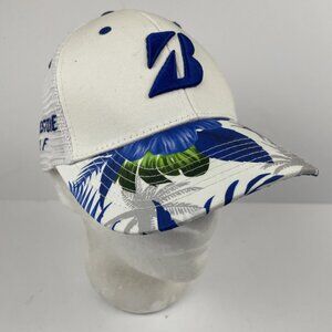 Bridgestone Golf Hat Cap Hawaiian Mesh Snapback White Blue